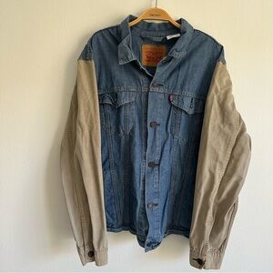 Levi’s Jean Jacket Denim Canvas Utility Winter Shacket Blue Tan Grunge XXL